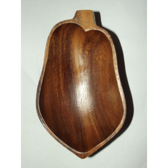 Monkey Pod Wood Shaped 6-7/8" Bowl Serving Trinket Nut Dish MCM vtg - Picture 2 of 7